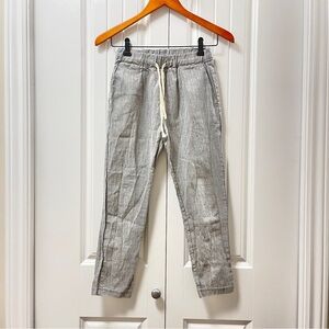 Grey Drawstring Linen Pants - XS
